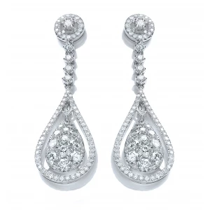 18ct White Gold 3.30ct Diamond Drop Earrings